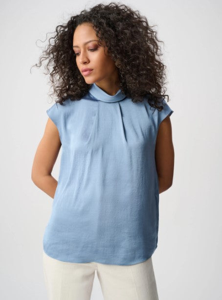 RIBKO TOP RECYCLED SATIN TURTLENECK