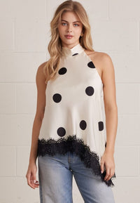 LACE TRIM HALTER TOP
