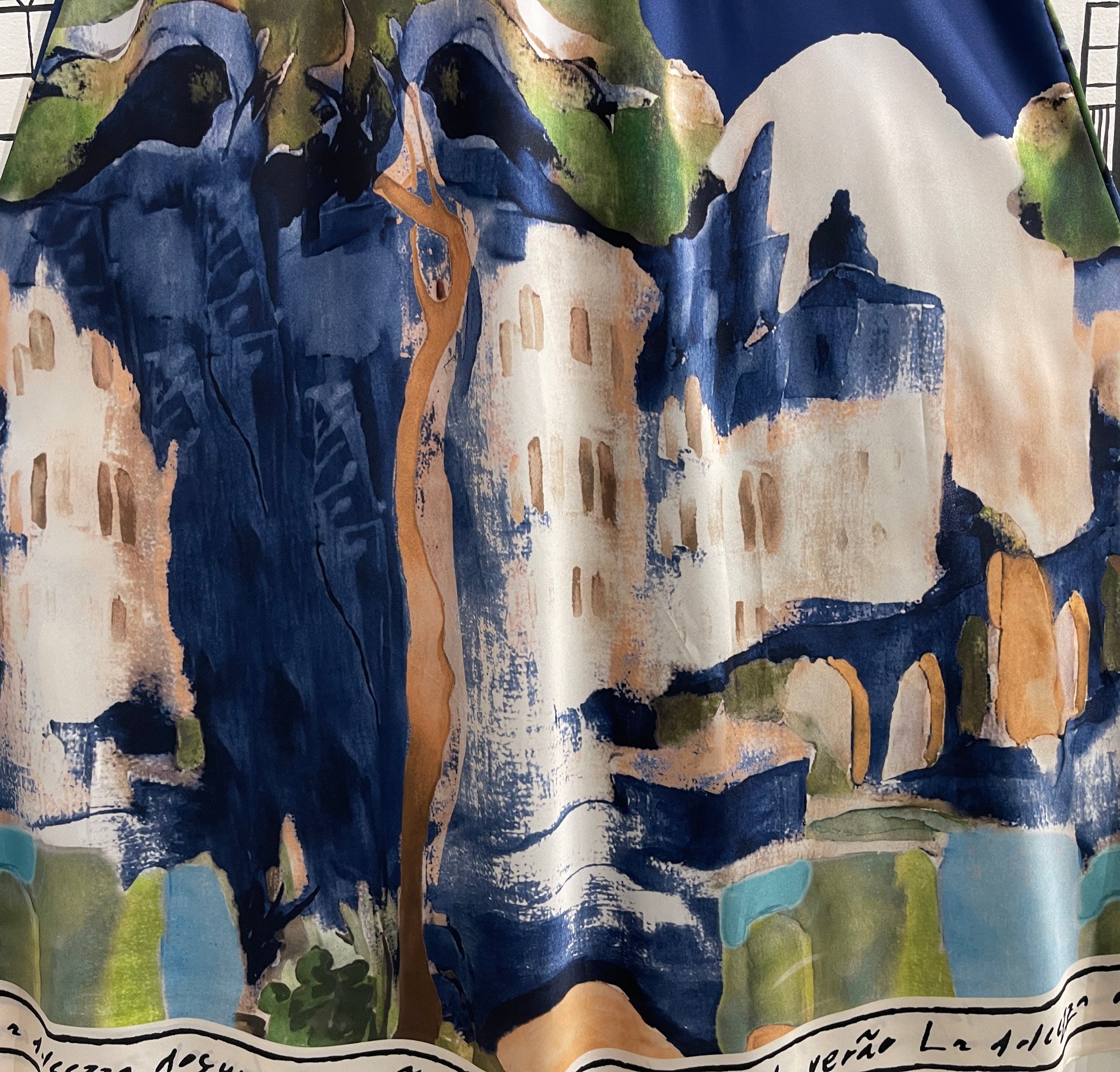 V NECK ABITO WATERCOLOUR DRESS