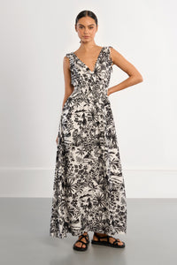 MOLLY DRESS LONG V NECK EMPIRE