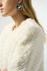JOSEPH RIBKOFF EMBROIDERED FAUX FUR COLLARLESS JACKET