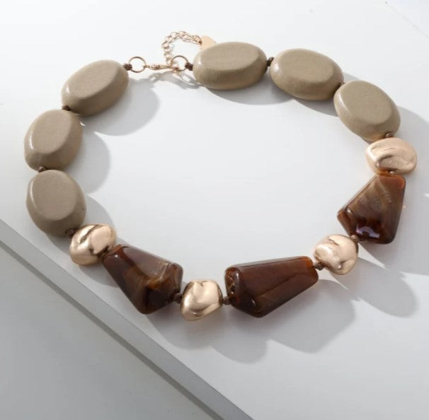 MERX NECKL SHORT MARBLE RESIN WOOD