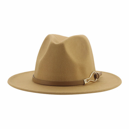 JEN & CO. FEDORA STYLE HAT WITH METAL BUCKLE