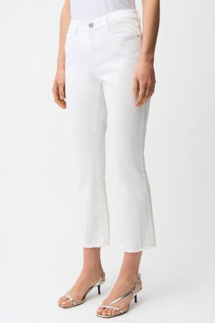 JOSEPH RIBKOFF CROP DENIM FLARE PANTS