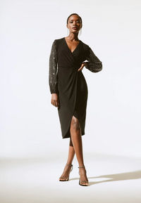 JOSEPH RIBKOFF DRESS BEADED SLEEVE