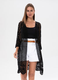 KNIT MIDI OPEN FRONT CARDI