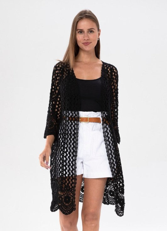 KNIT MIDI OPEN FRONT CARDI
