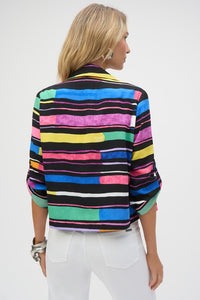 RIBKO BLAZER GAUZE STRIPE PRNT