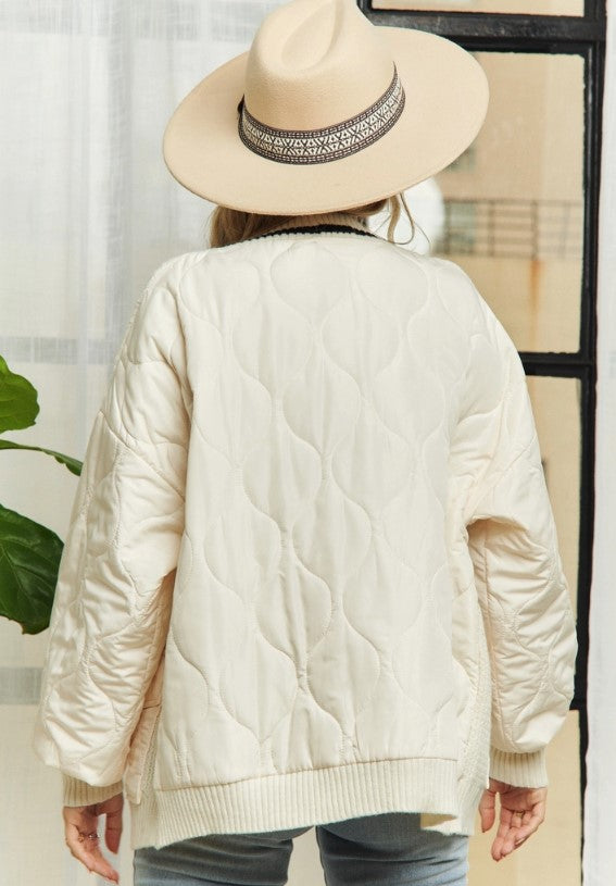 QUILTED KNIT CARDIGAN