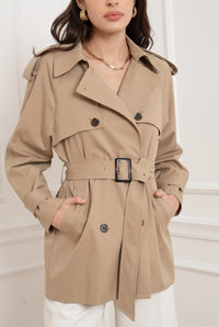 ATTENTIF COAT MID LENGTH TRENCH BELTED