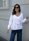ORANGE KNIT PULLOVER HRT W FOIL