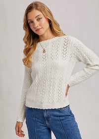 SWEATER SCALLOP EDGE OPEN KNIT