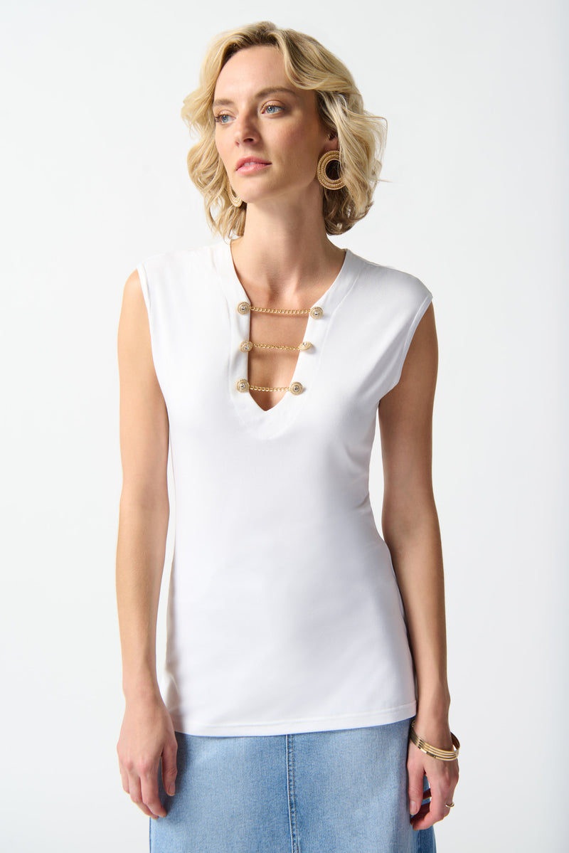 JOSEPH RIBKOFF TOP WITH CHAIN BUTTON