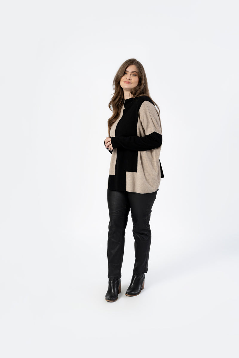 FUNSPORT CASHM COL BLK CARDI