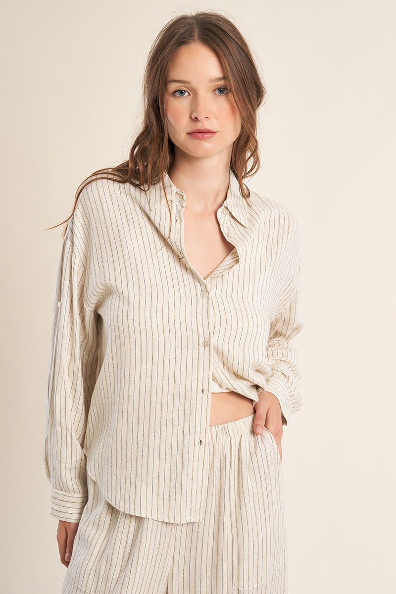 MOLLY TOP BUTTON UP W/COLLAR S/S