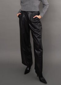 RD PANT WIDE LEG PLEAT FAUX LEATHER