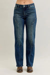 JUDY JEANS STRAIGHT WESTERN SEAM DETAIL