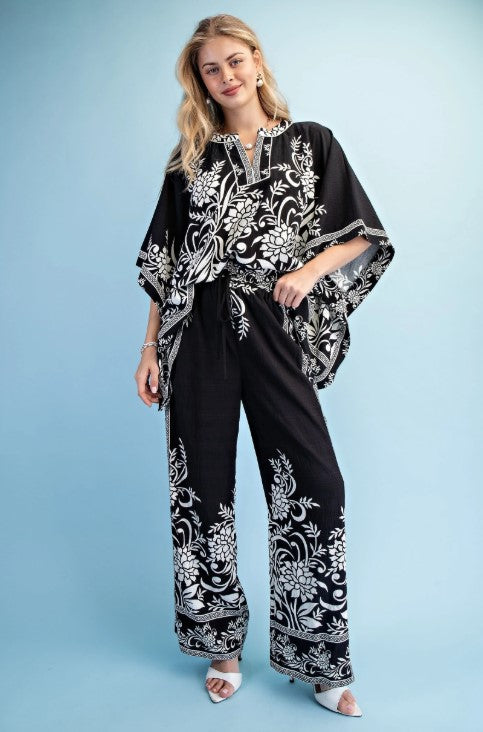 2PC SET DOLMAN SLEEVE TOP WITH RELAXED FIT PANTS