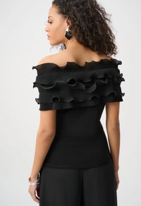 JOSEPH RIBKOFF SILKY KNIT OFF THE SHOULDER TOP