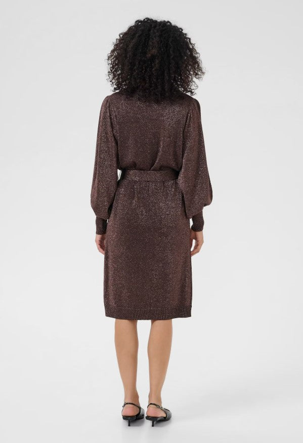 KAFFE KNIT BELTED DRESS