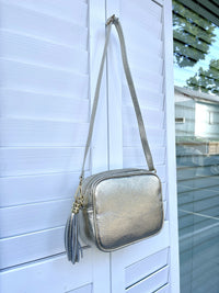 ITALIAN LEATHER RECTANGLE WITH TASSEL BAG