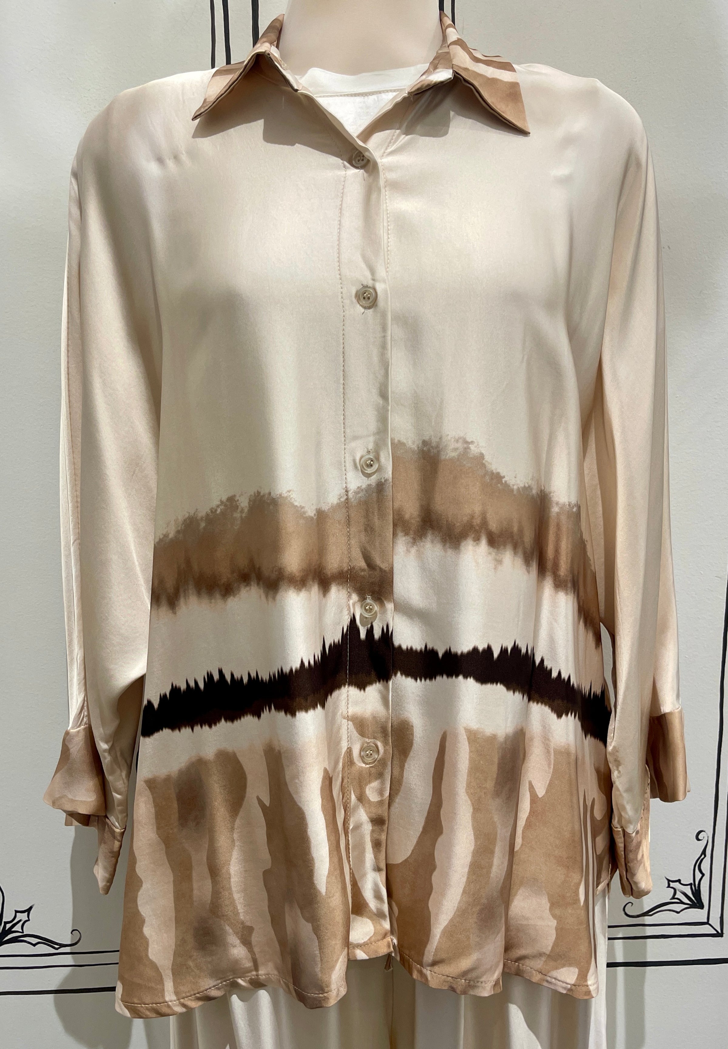 2 PIECE SET - 3/4 SLEEVE BUTTON UP WITH PULL ON PANTS