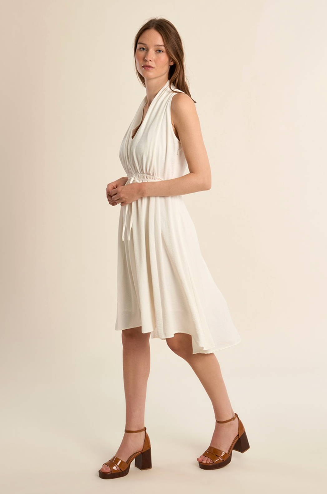 MOLLY DRESS MIDI DEEP V HI LO