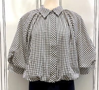SHORT BUTTON UP PUFF SLEEVE TOP