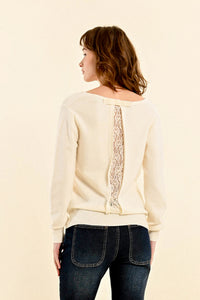 MOLLY BRACKEN LACE BACK SWEATER