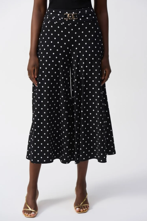 JOSEPH RIBKOFF KNIT DOT PULL ON FLOWY PANTS