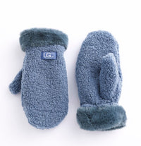 FLEECE MITTENS WITH FAUX FUR TRIM
