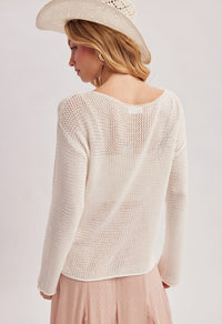 SWEATER BOAT NECK OPEN KNIT