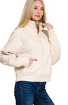 FLEECE HALF ZIP KANGROO POCKET SWEATER