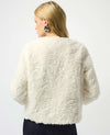 JOSEPH RIBKOFF EMBROIDERED FAUX FUR COLLARLESS JACKET