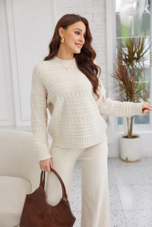 ORANGE SWEATER EYELET PULLOVER