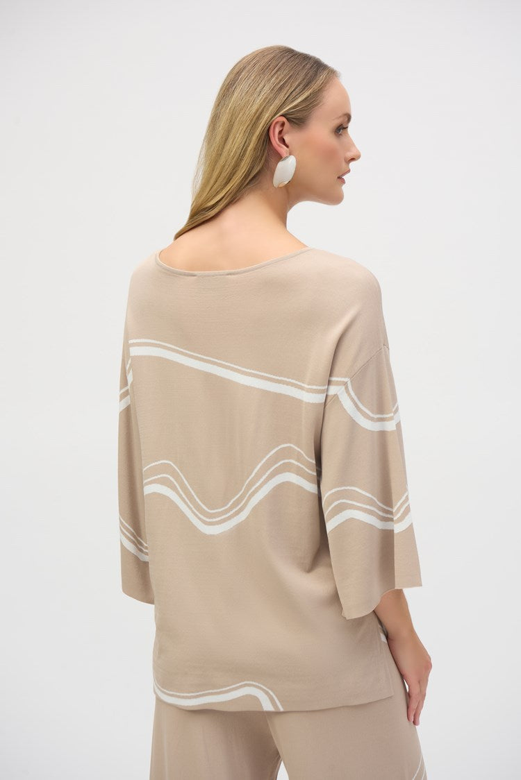 RIBKO TOP SWTR ABSTRCT JACQ KNIT