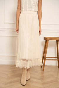 PLEATED TULLE LACE SKIRT