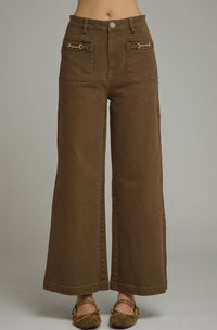 WIDE LEG FRONT PATCH POCKET PANTS