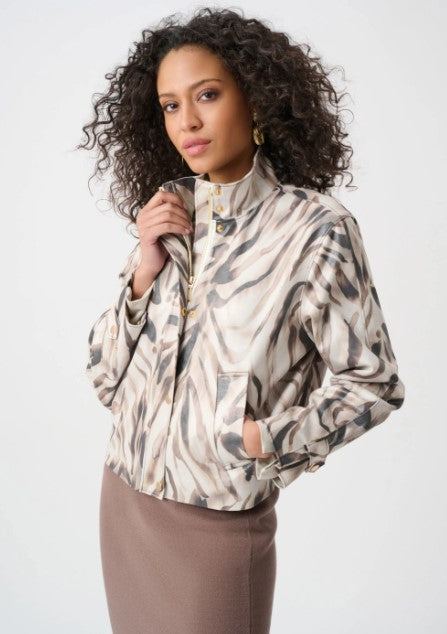 JOSEPH RIBKOFF JACKET FOILED FAUX SUEDE