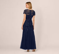 ADRIANNAP GOWN BEADED FLRL SHRTSLV