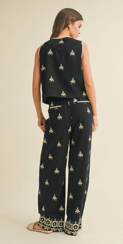 VEST WITH WIDE LEG PANTS SET