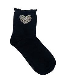 SOCKS WITH CRYSTAL HEART DESIGN