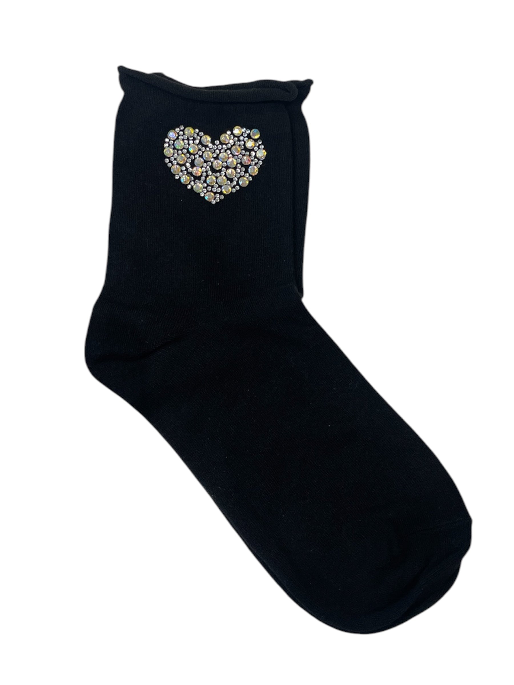 SOCKS WITH CRYSTAL HEART DESIGN