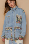 DENIM JACKET WITH FLORAL POCKETS