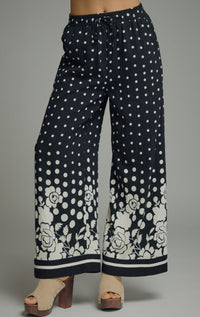 WIDE LEG POLKA DOT DRAWSTRING PANT