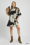 UM DRESS LG FLORAL 3/4 SLV