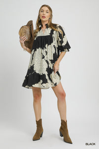 UM DRESS LG FLORAL 3/4 SLV