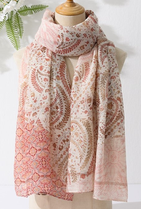 PIC SCARF FLORAL LEAF