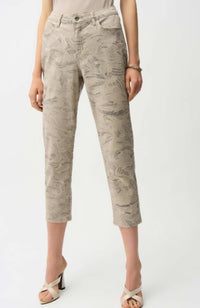 JOSEPH RIBKOFF BRUSH PRINT CROP PANT