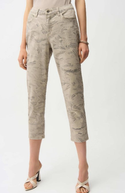 JOSEPH RIBKOFF BRUSH PRINT CROP PANT